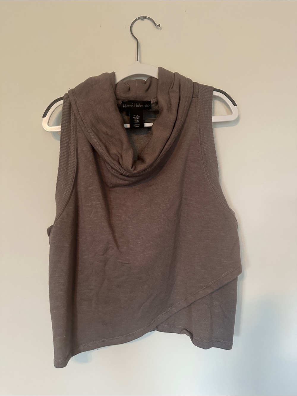 House of Harlow Sleeveless Cowl Neck Tank Top in Taupe